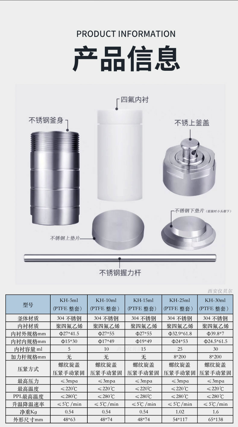 不锈钢反应釜100ml高压消解罐